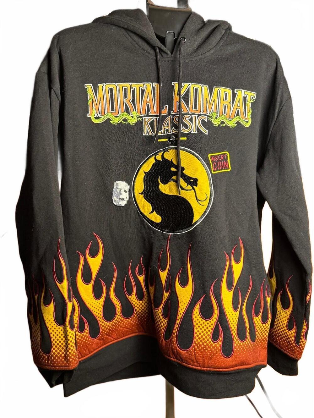 New NWT Box Lunch Mortal Kombat Classic Hoodie hoody sz M w Flames dragon